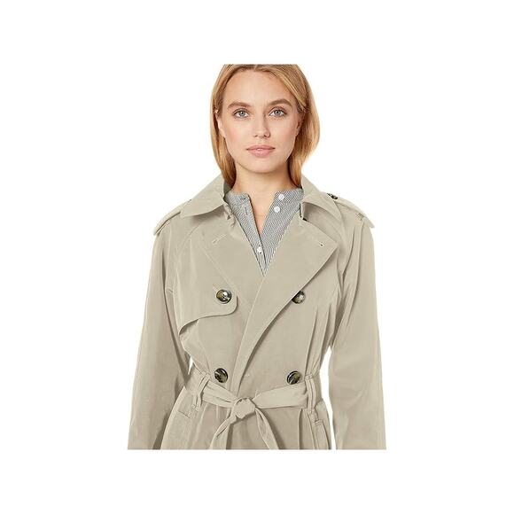 NWT London Fog 3/4 Length Double-Breasted Trench Coat with Belt (Stone) sz L - Picture 4 of 4